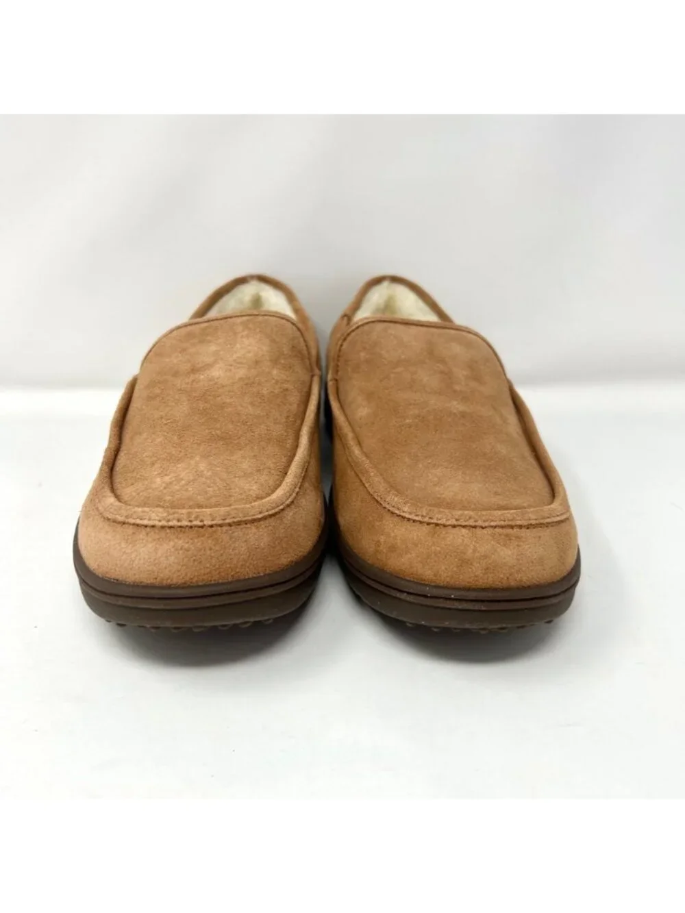 Vionic Gustavo Slippers Toffee Brown Suede Men's Size 12 Faux Shearling Comfort